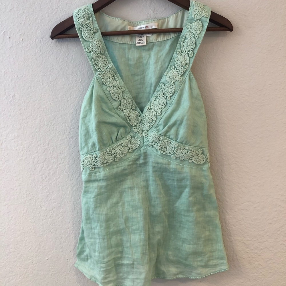 Studio M Linen Embroidered Halter Top
